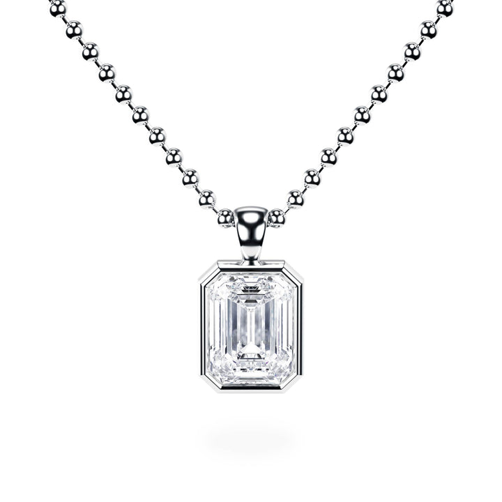 Celeste Bezel Emerald Diamond Necklace - P1116 in Necklace by 18 KARATS INC.