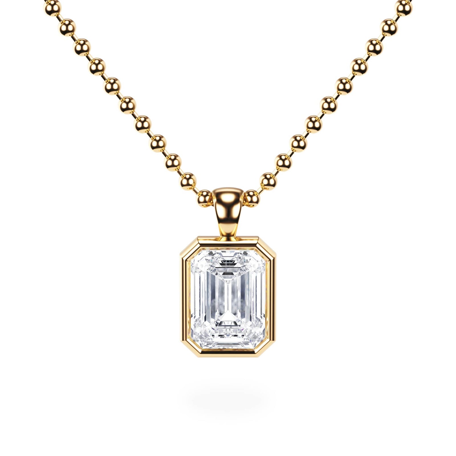 Celeste Bezel Emerald Diamond Necklace - P1116 in Necklace by 18 KARATS INC.