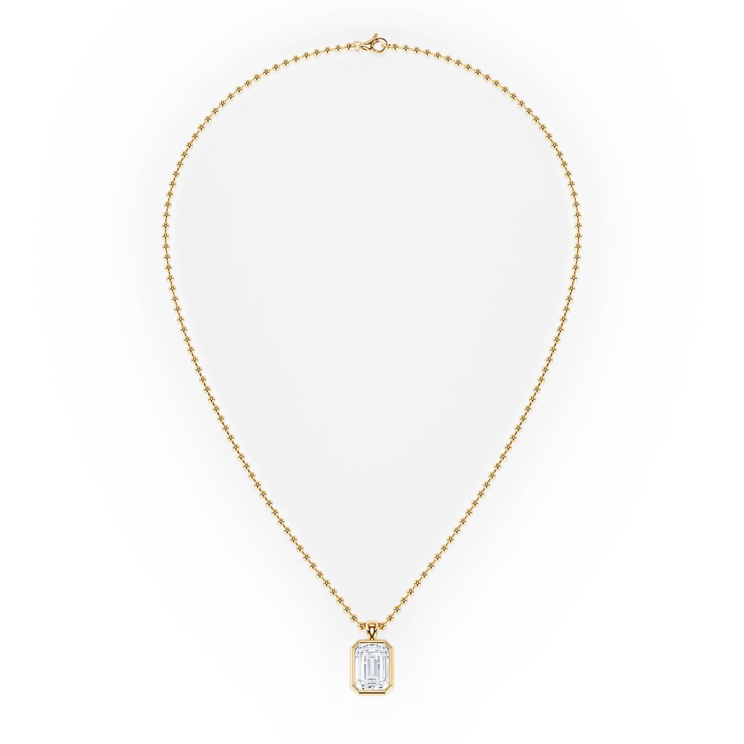 Celeste Bezel Emerald Diamond Necklace - P1116 in Necklace by 18 KARATS INC.