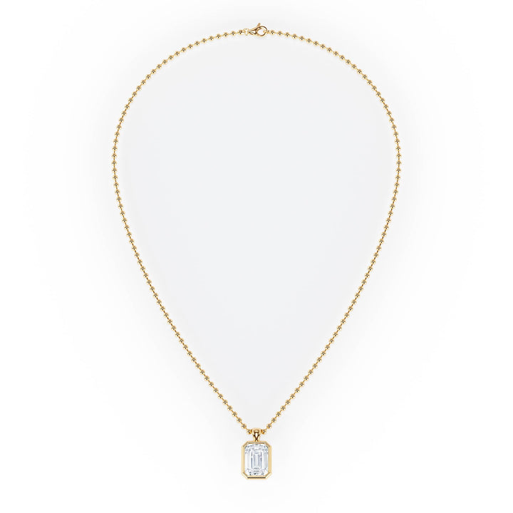 Celeste Bezel Emerald Diamond Necklace - P1116 in Necklace by 18 KARATS INC.