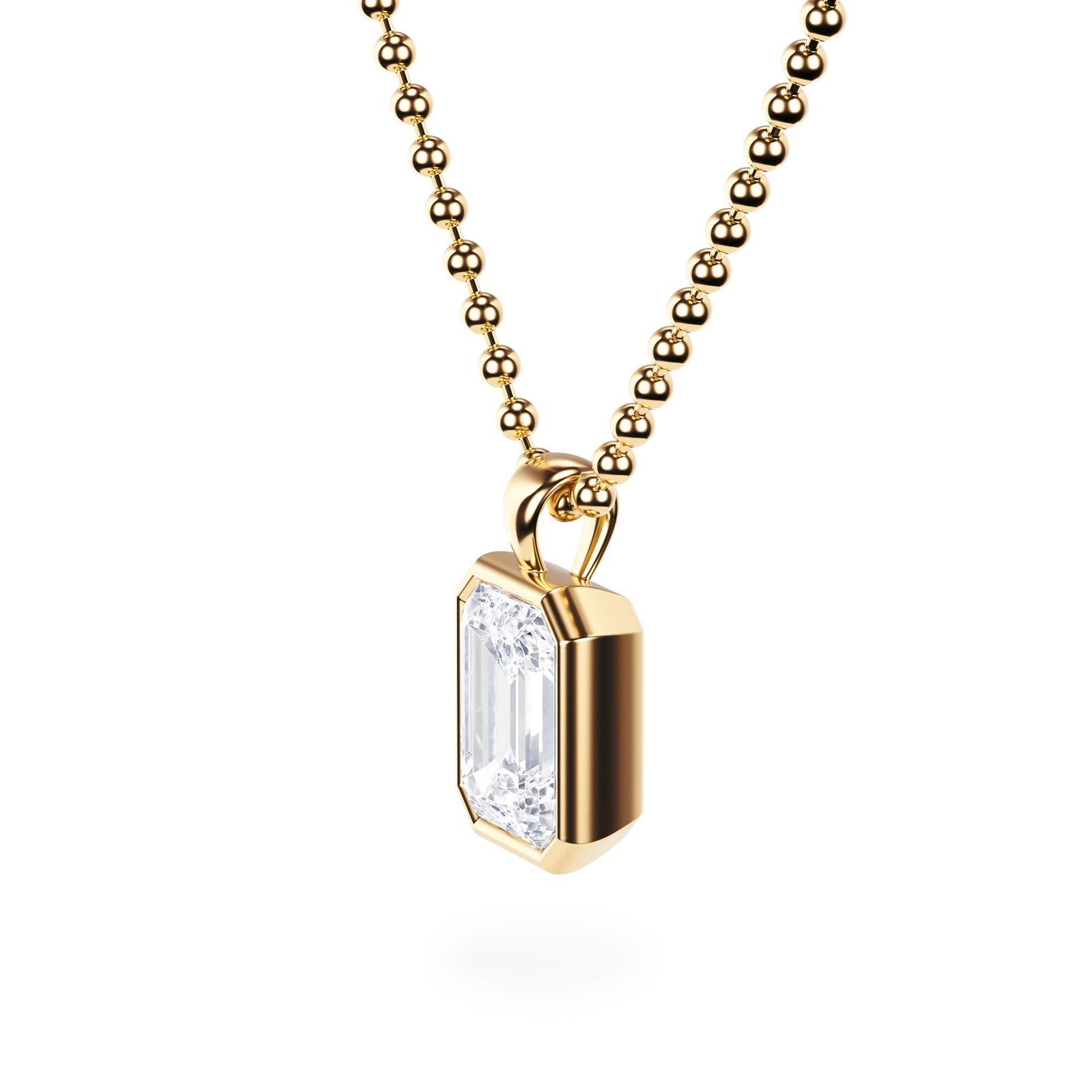Celeste Bezel Emerald Diamond Necklace - P1116 in Necklace by 18 KARATS INC.