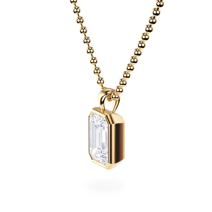 Celeste Bezel Emerald Diamond Necklace - P1116 in Necklace by 18 KARATS INC.