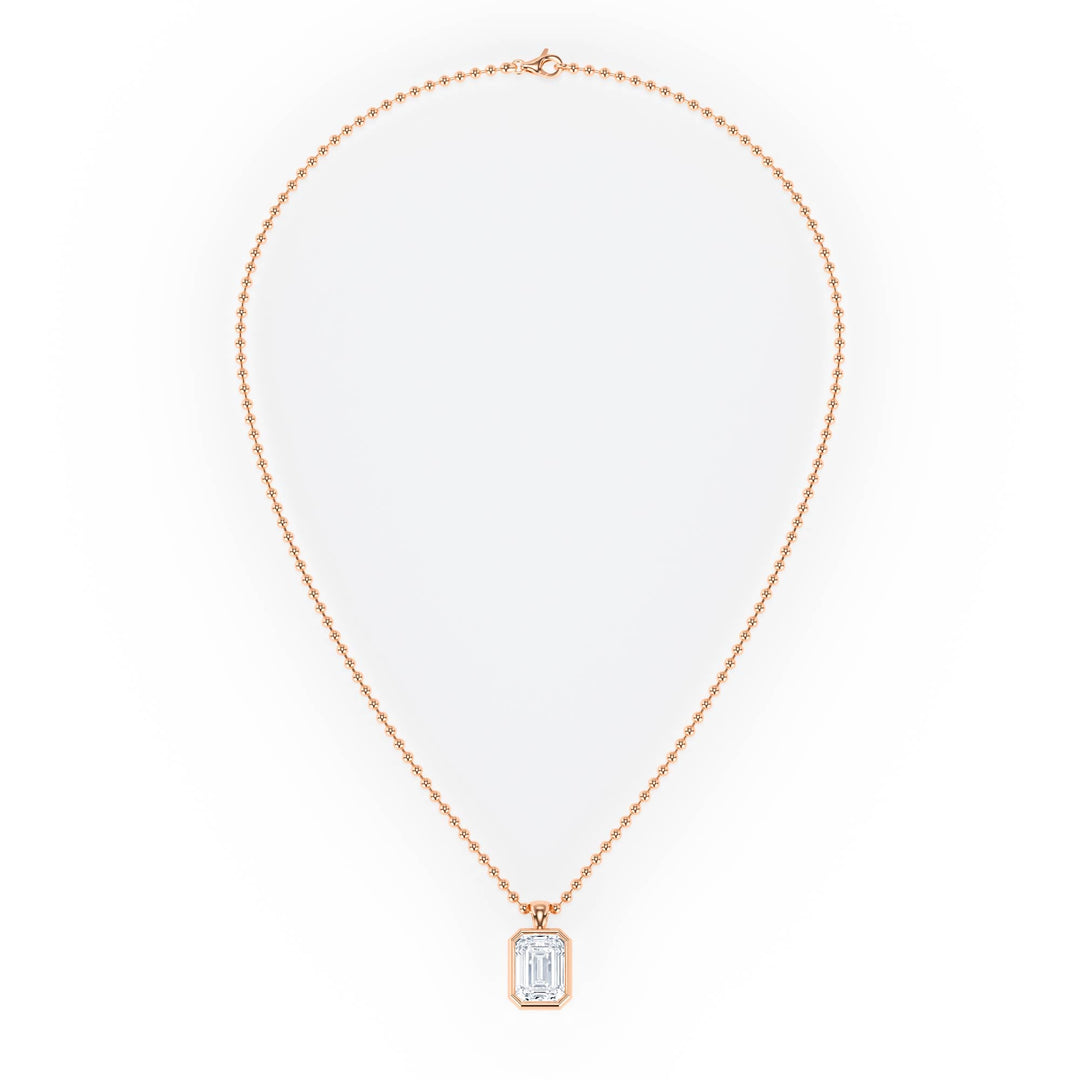 Celeste Bezel Emerald Diamond Necklace - P1116 in Necklace by 18 KARATS INC.