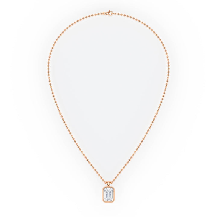 Celeste Bezel Emerald Diamond Necklace - P1116 in Necklace by 18 KARATS INC.