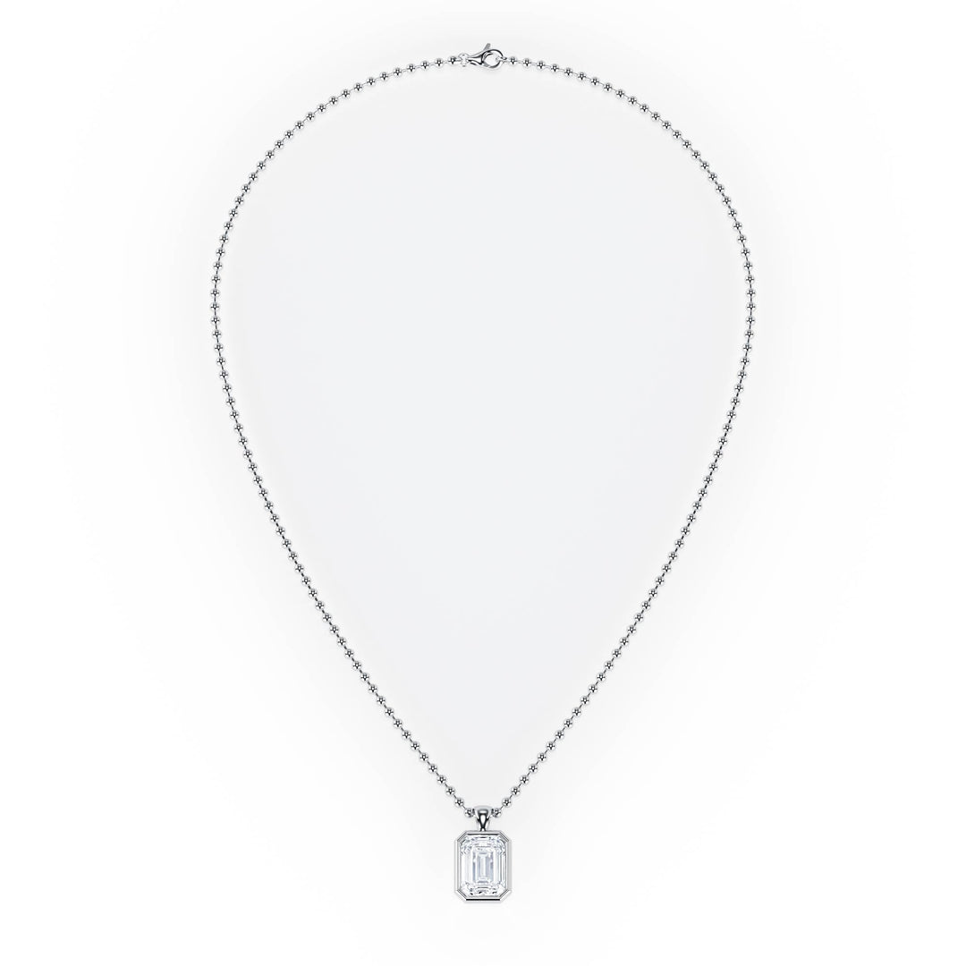 Celeste Bezel Emerald Diamond Necklace - P1116 in Necklace by 18 KARATS INC.
