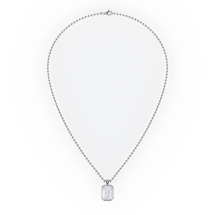 Celeste Bezel Emerald Diamond Necklace - P1116 in Necklace by 18 KARATS INC.