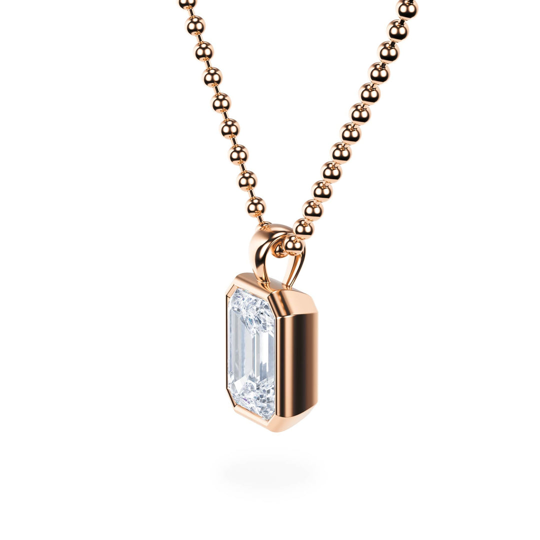 Celeste Bezel Emerald Diamond Necklace - P1116 in Necklace by 18 KARATS INC.