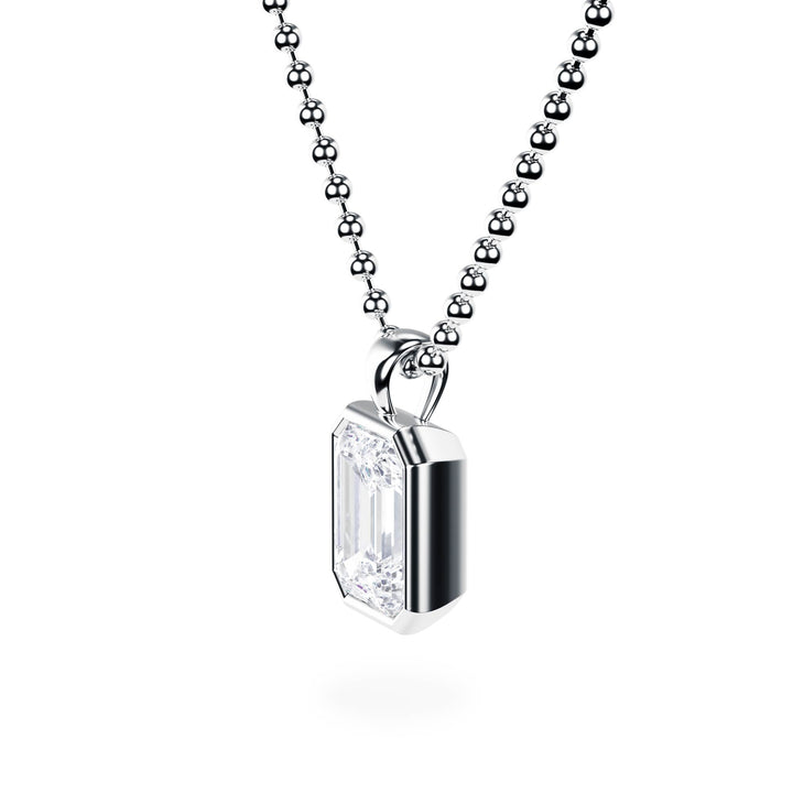 Celeste Bezel Emerald Diamond Necklace - P1116 in Necklace by 18 KARATS INC.