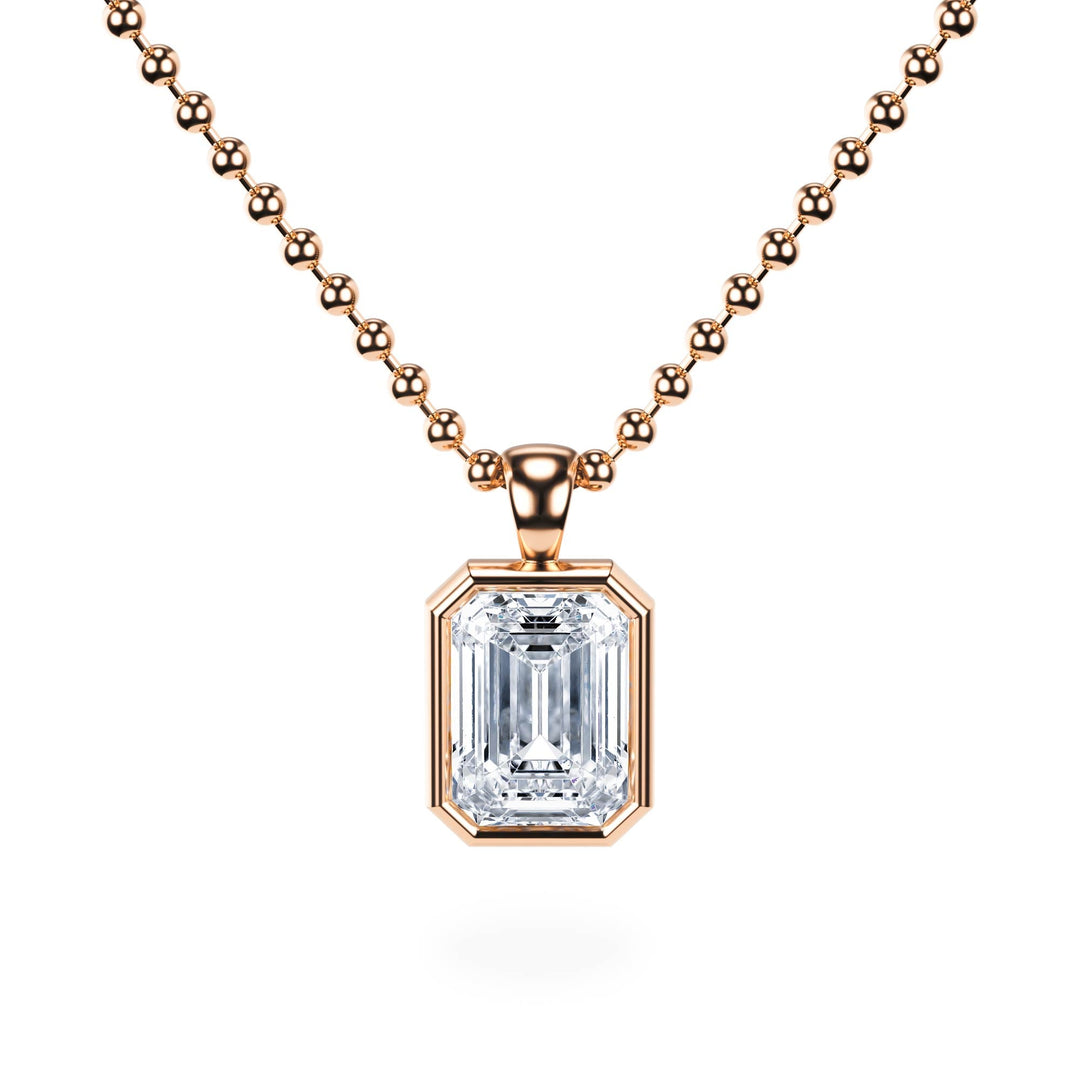 Celeste Bezel Emerald Diamond Necklace - P1116 in Necklace by 18 KARATS INC.