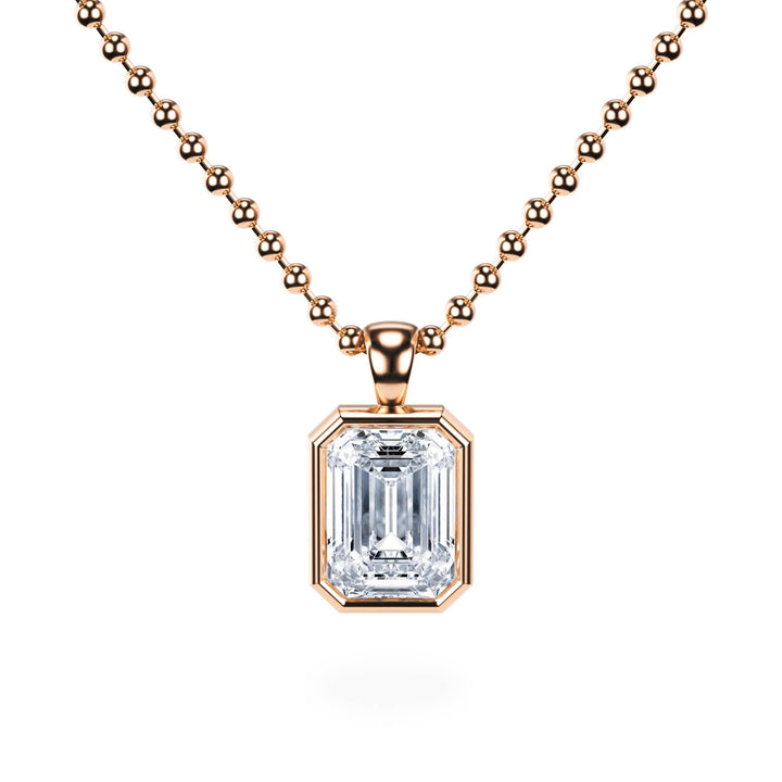 Celeste Bezel Emerald Diamond Necklace - P1116 in Necklace by 18 KARATS INC.