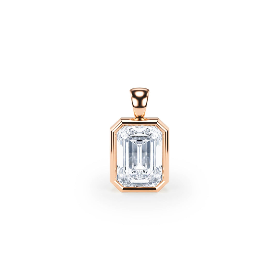 Celeste Bezel Emerald Diamond Pendant - P1116 in Pendant by 18 KARATS INC.