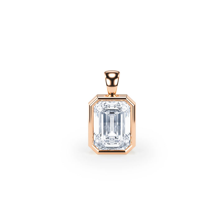 Celeste Bezel Emerald Diamond Pendant - P1116 in Pendant by 18 KARATS INC.
