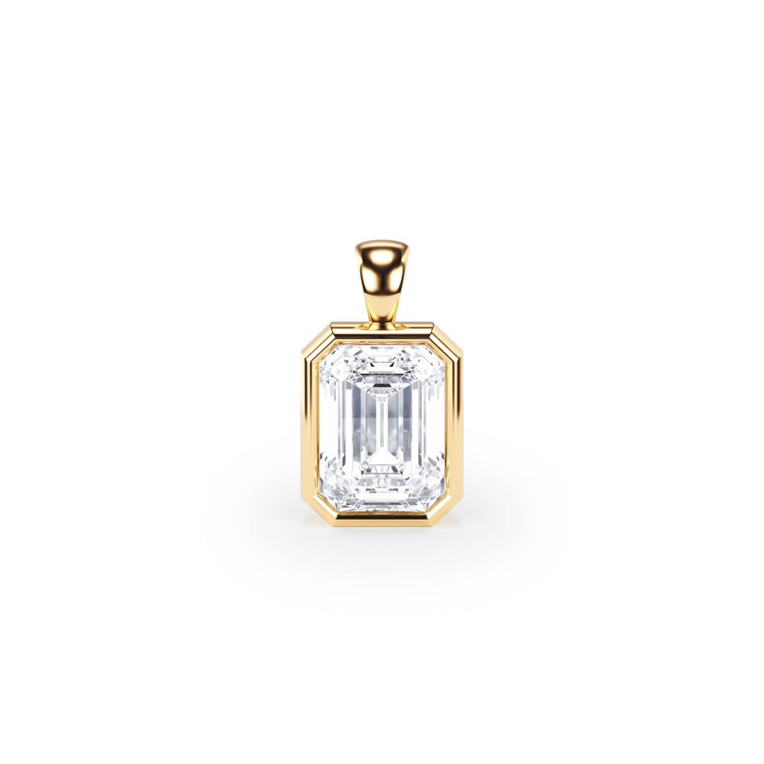 Celeste Bezel Emerald Diamond Pendant - P1116 in Pendant by 18 KARATS INC.