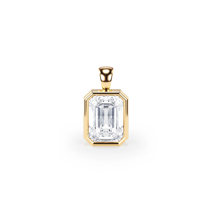 Celeste Bezel Emerald Diamond Pendant - P1116 in Pendant by 18 KARATS INC.