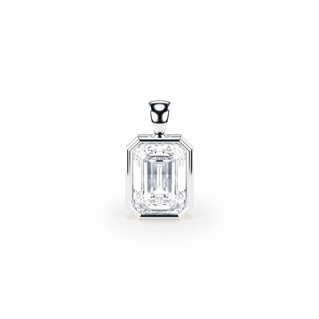 Celeste Bezel Emerald Diamond Pendant - P1116 in Pendant by 18 KARATS INC.