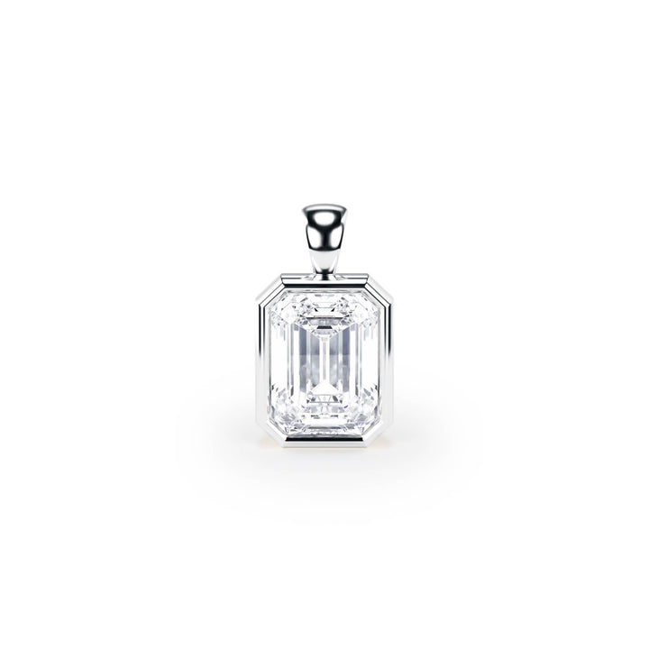 Celeste Bezel Emerald Diamond Pendant - P1116 in Pendant by 18 KARATS INC.