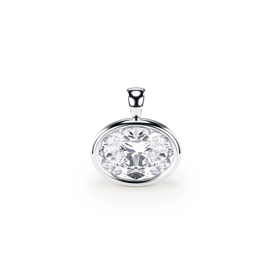 Celeste Bezel Oval Diamond Pendant - P1114 in Pendant by 18 KARATS INC.