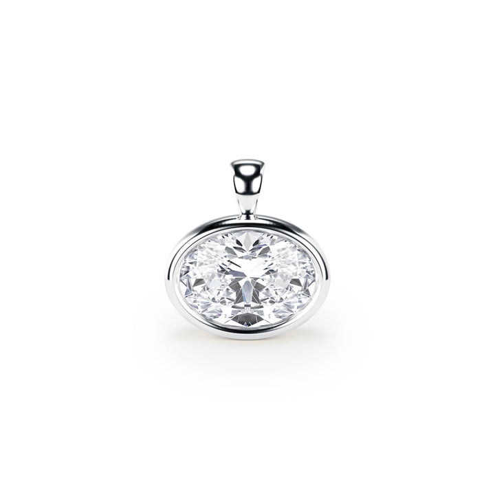 Celeste Bezel Oval Diamond Pendant - P1114 in Pendant by 18 KARATS INC.