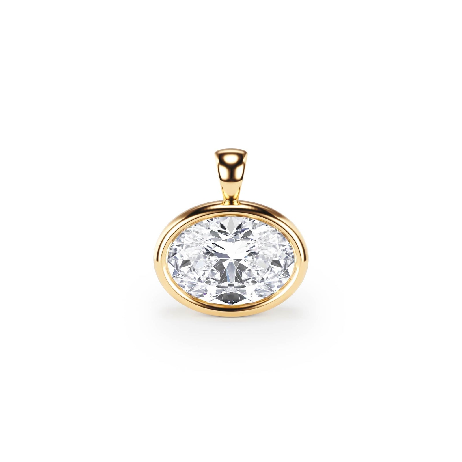 Celeste Bezel Oval Diamond Pendant - P1114 in Pendant by 18 KARATS INC.