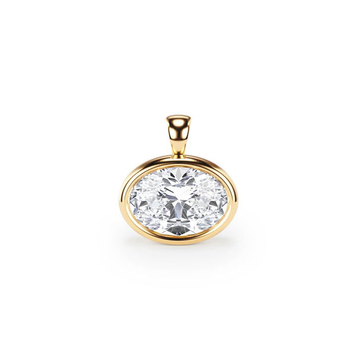 Celeste Bezel Oval Diamond Pendant - P1114 in Pendant by 18 KARATS INC.