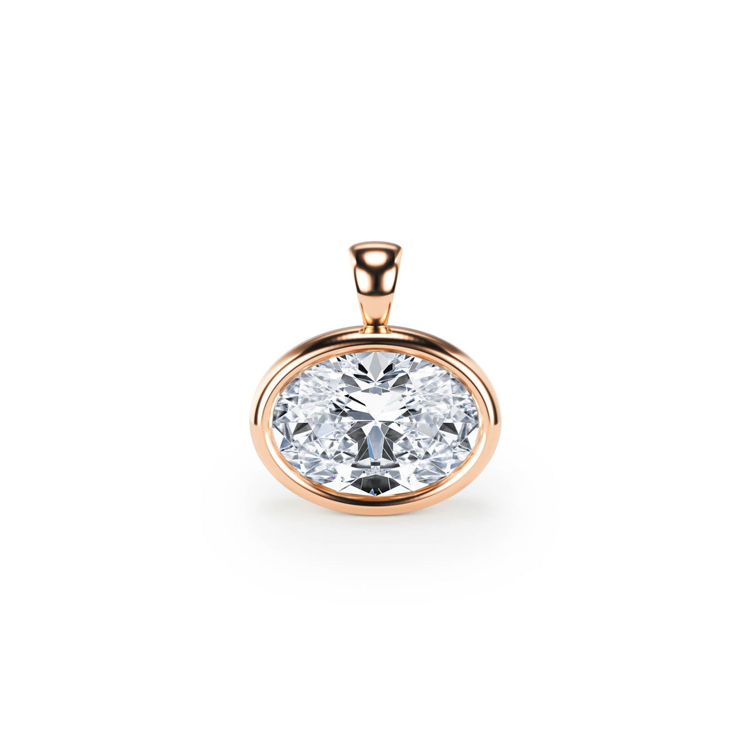 Celeste Bezel Oval Diamond Pendant - P1114 in Pendant by 18 KARATS INC.