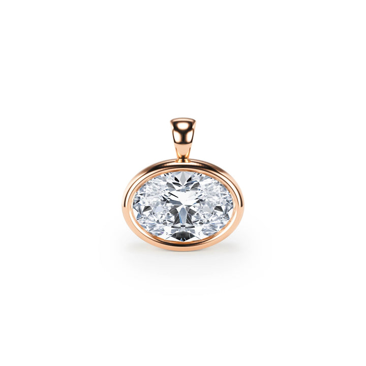 Celeste Bezel Oval Diamond Pendant - P1114 in Pendant by 18 KARATS INC.