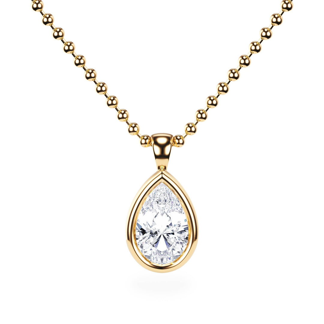 Celeste Bezel Pear Diamond Necklace - P1112 in Necklace by 18 KARATS INC.