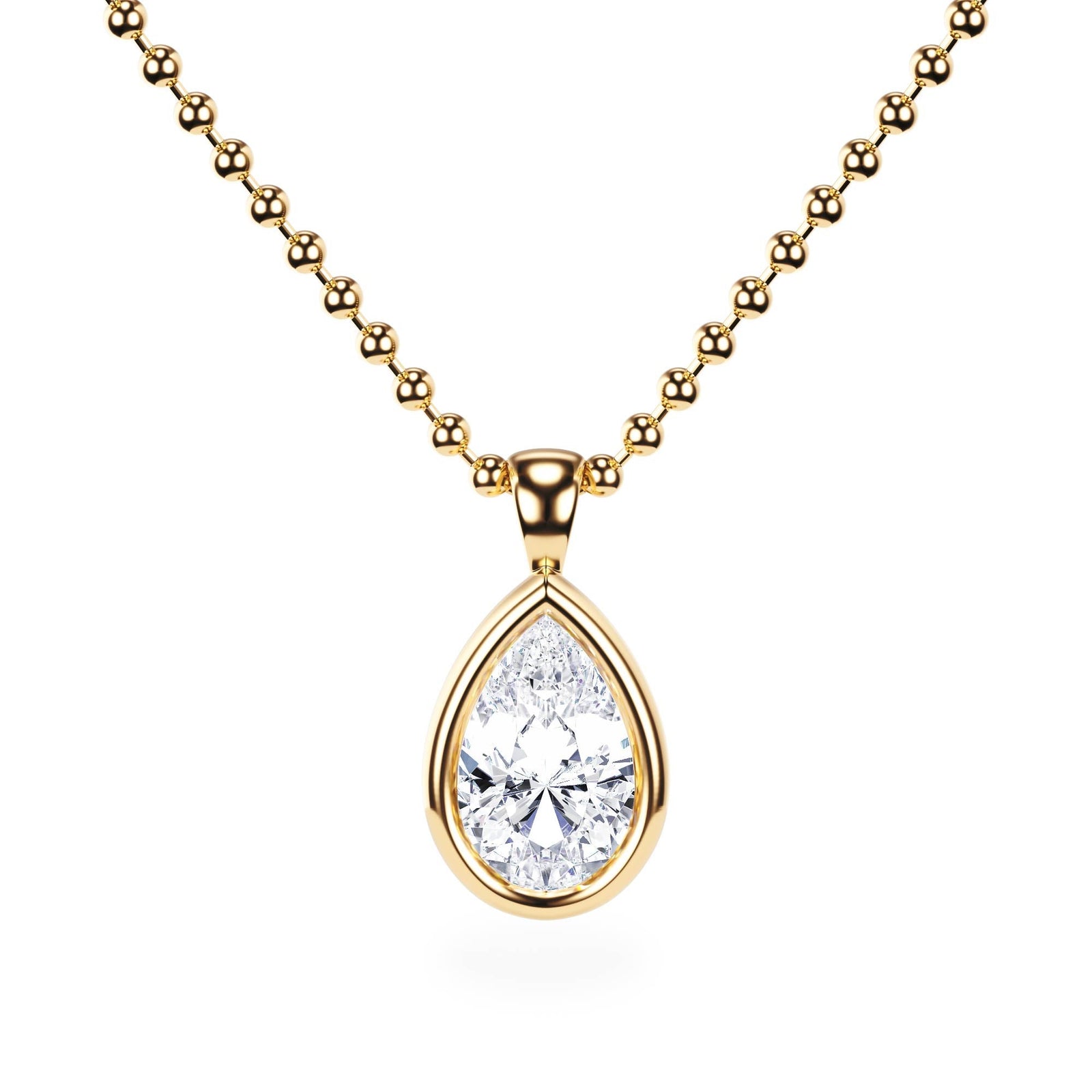 Celeste Bezel Pear Diamond Necklace - P1112 in Necklace by 18 KARATS INC.