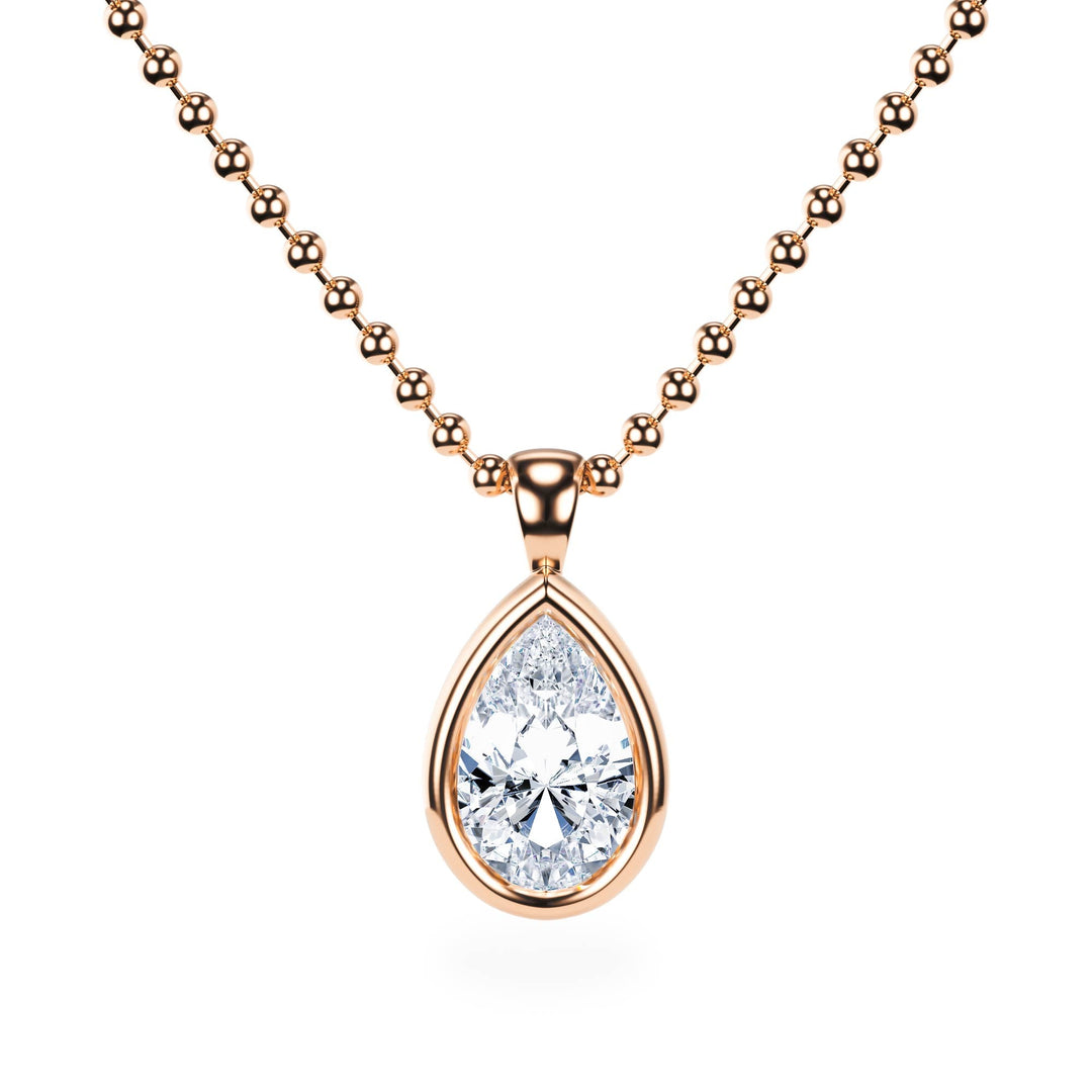 Celeste Bezel Pear Diamond Necklace - P1112 in Necklace by 18 KARATS INC.