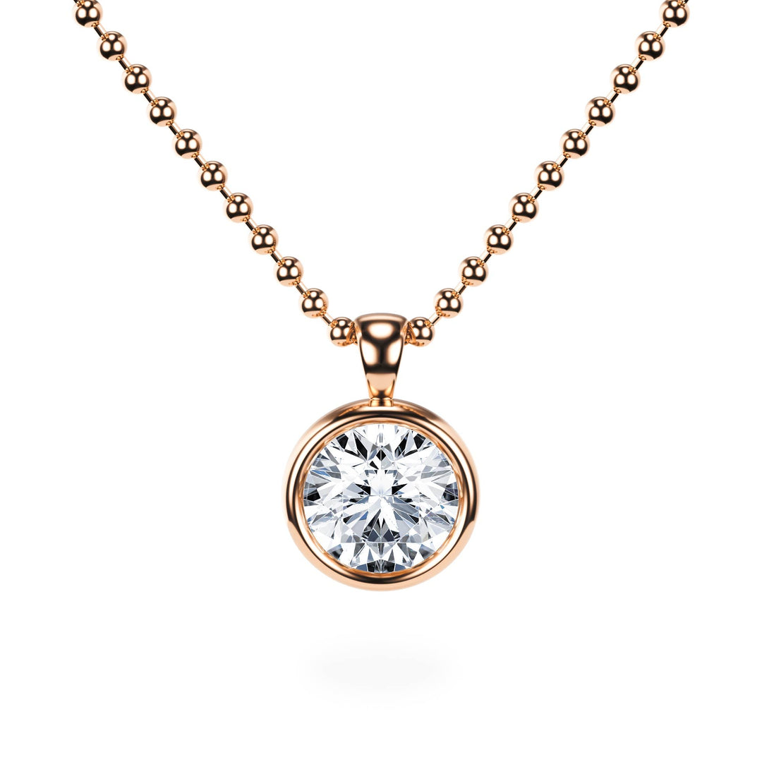Celeste Bezel Round Diamond Necklace - P1113 in Necklace by 18 KARATS INC.