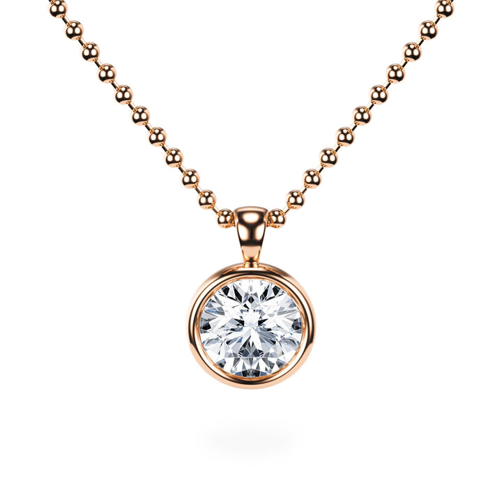 Celeste Bezel Round Diamond Necklace - P1113 in Necklace by 18 KARATS INC.