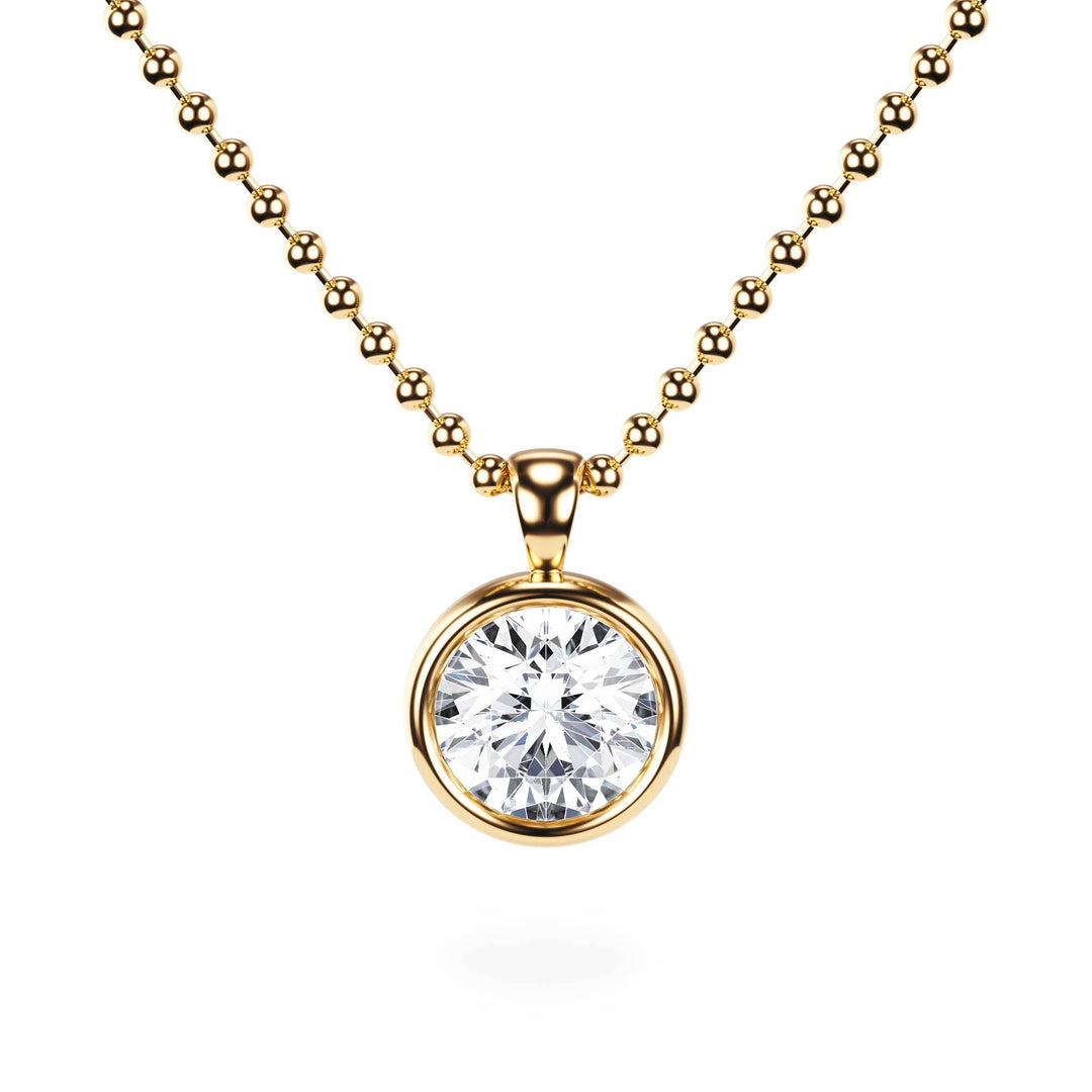 Celeste Bezel Round Diamond Necklace - P1113 in Necklace by 18 KARATS INC.