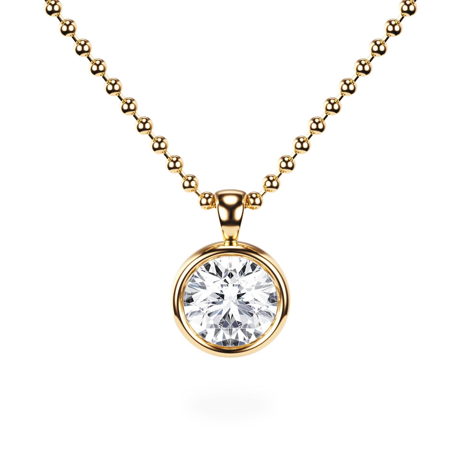 Celeste Bezel Round Diamond Necklace - P1113 in Necklace by 18 KARATS INC.
