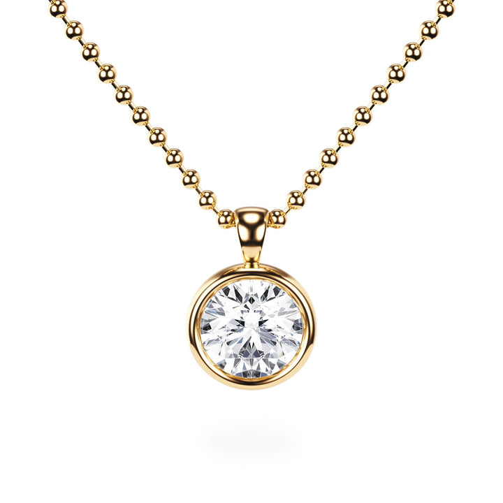 Celeste Bezel Round Diamond Necklace - P1113 in Necklace by 18 KARATS INC.