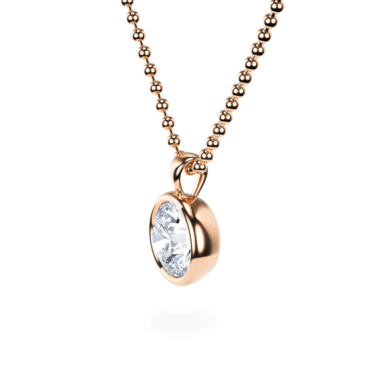 Celeste Bezel Round Diamond Necklace - P1113 in Necklace by 18 KARATS INC.