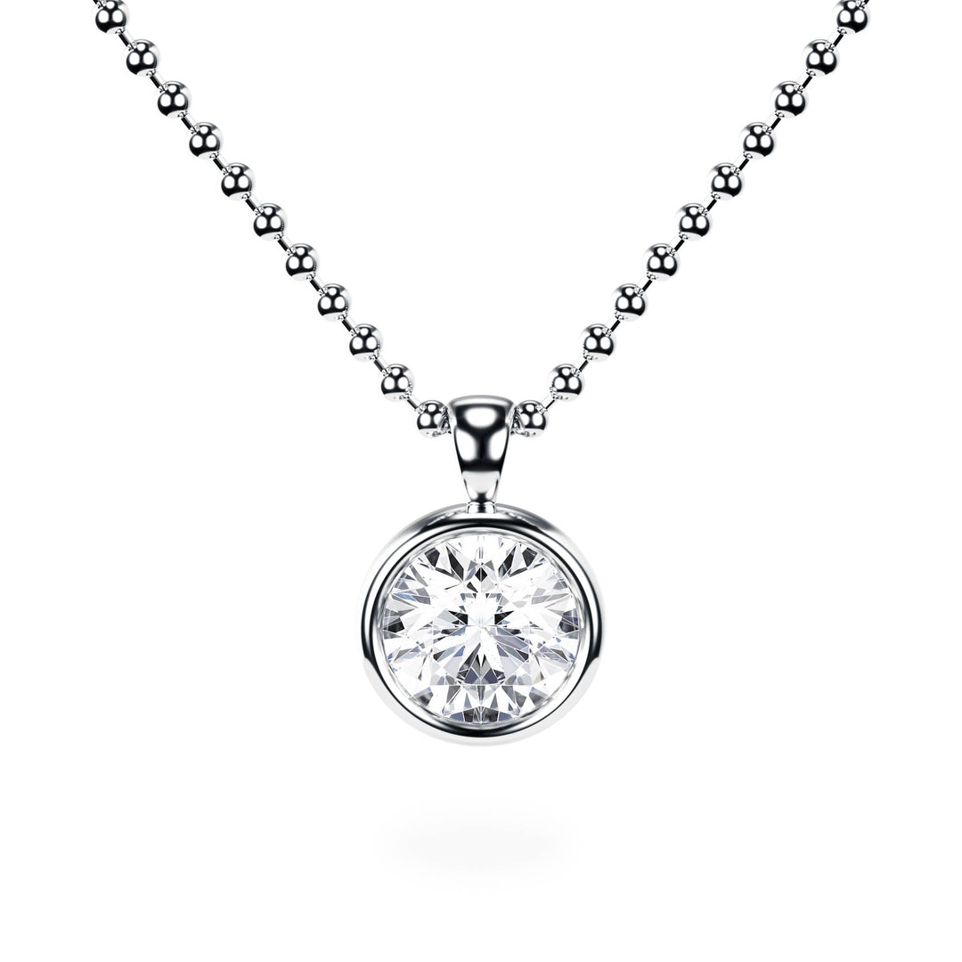Celeste Bezel Round Diamond Necklace - P1113 in Necklace by 18 KARATS INC.