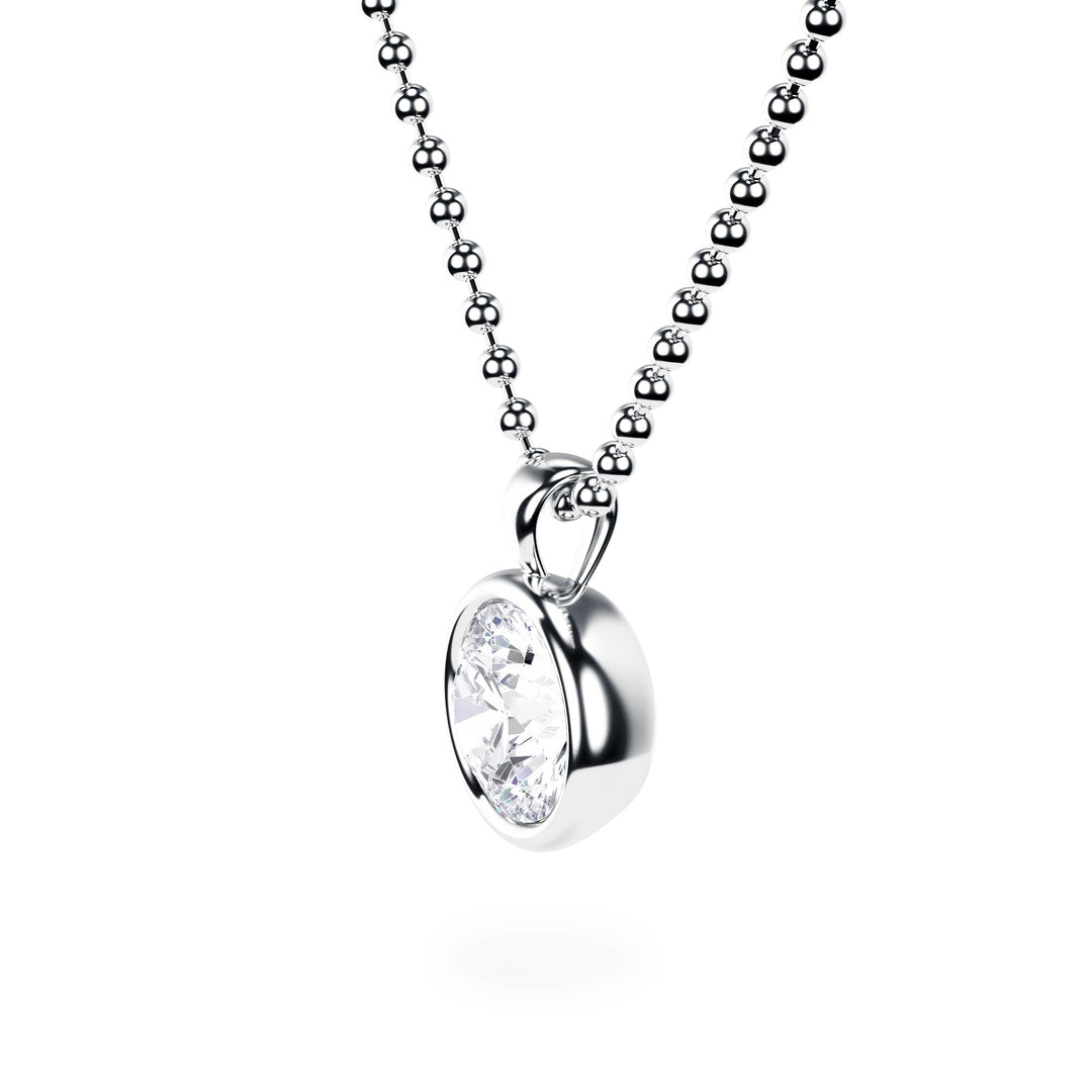 Celeste Bezel Round Diamond Necklace - P1113 in Necklace by 18 KARATS INC.