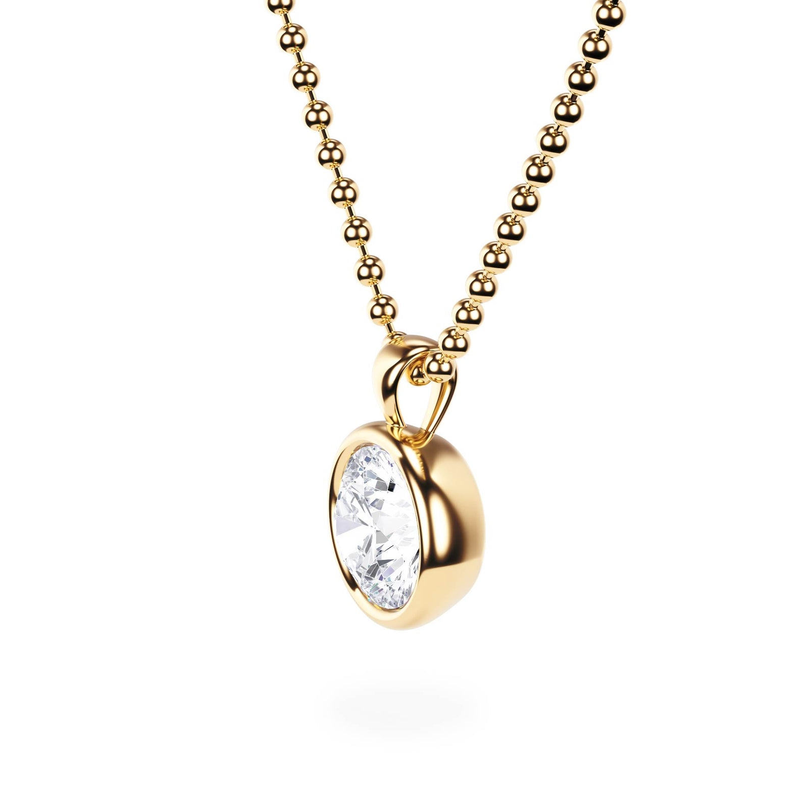 Celeste Bezel Round Diamond Necklace - P1113 in Necklace by 18 KARATS INC.