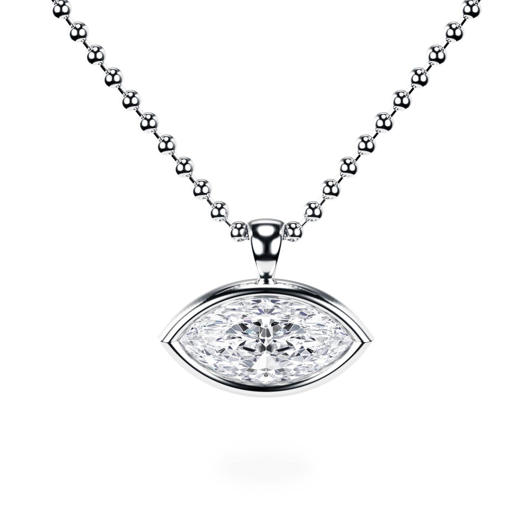 Celeste East - West Bezel Marquise Diamond Necklace - P1115 in Necklace by 18 KARATS INC.