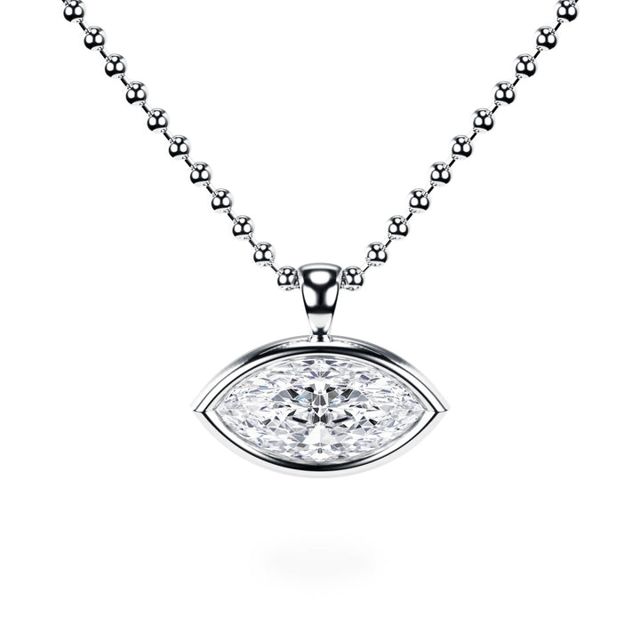 Celeste East - West Bezel Marquise Diamond Necklace - P1115 in Necklace by 18 KARATS INC.