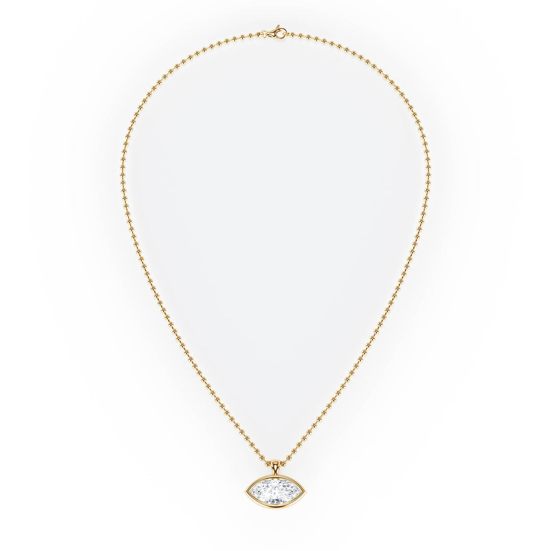 Celeste East - West Bezel Marquise Diamond Necklace - P1115 in Necklace by 18 KARATS INC.