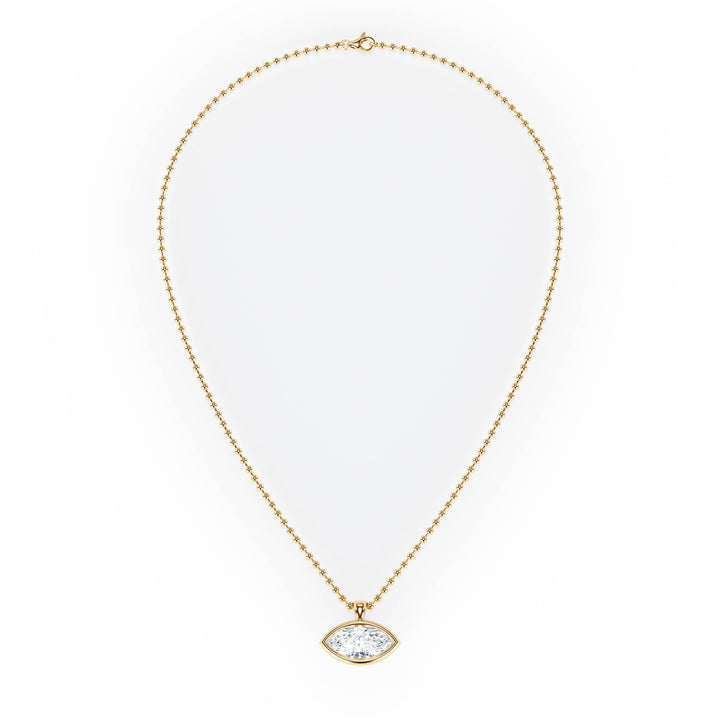 Celeste East - West Bezel Marquise Diamond Necklace - P1115 in Necklace by 18 KARATS INC.