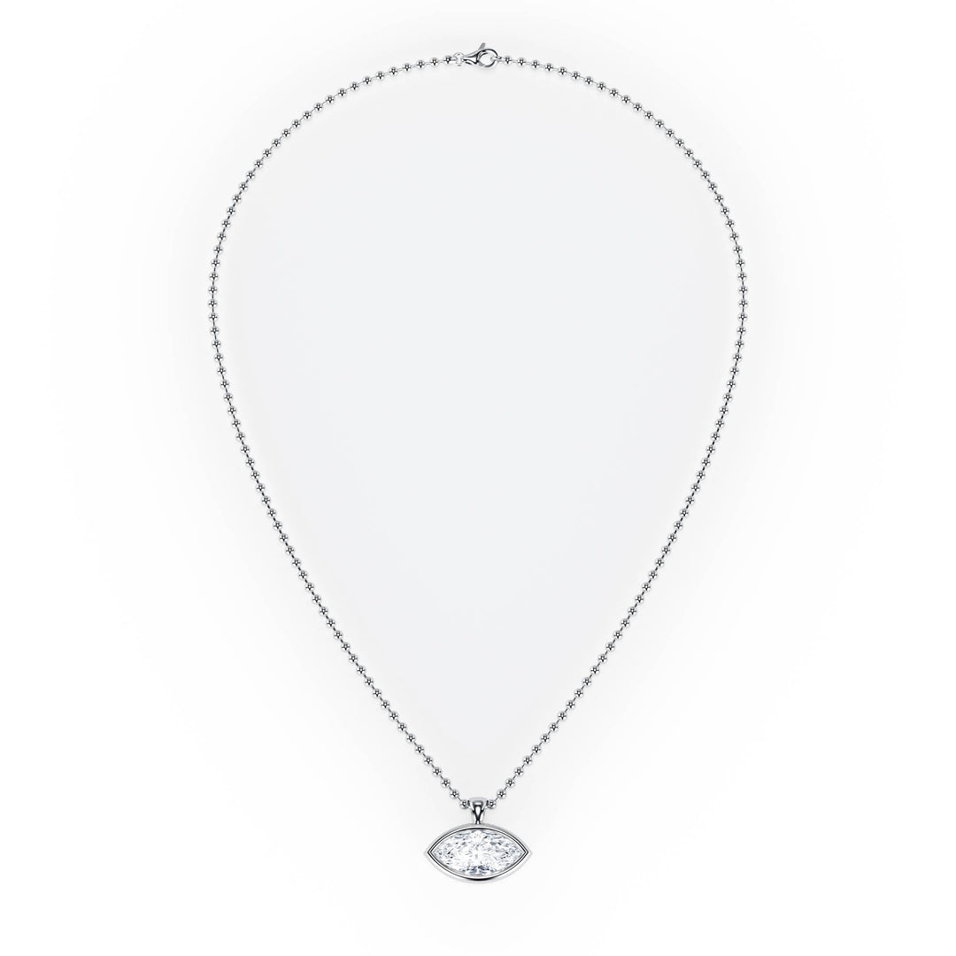 Celeste East - West Bezel Marquise Diamond Necklace - P1115 in Necklace by 18 KARATS INC.