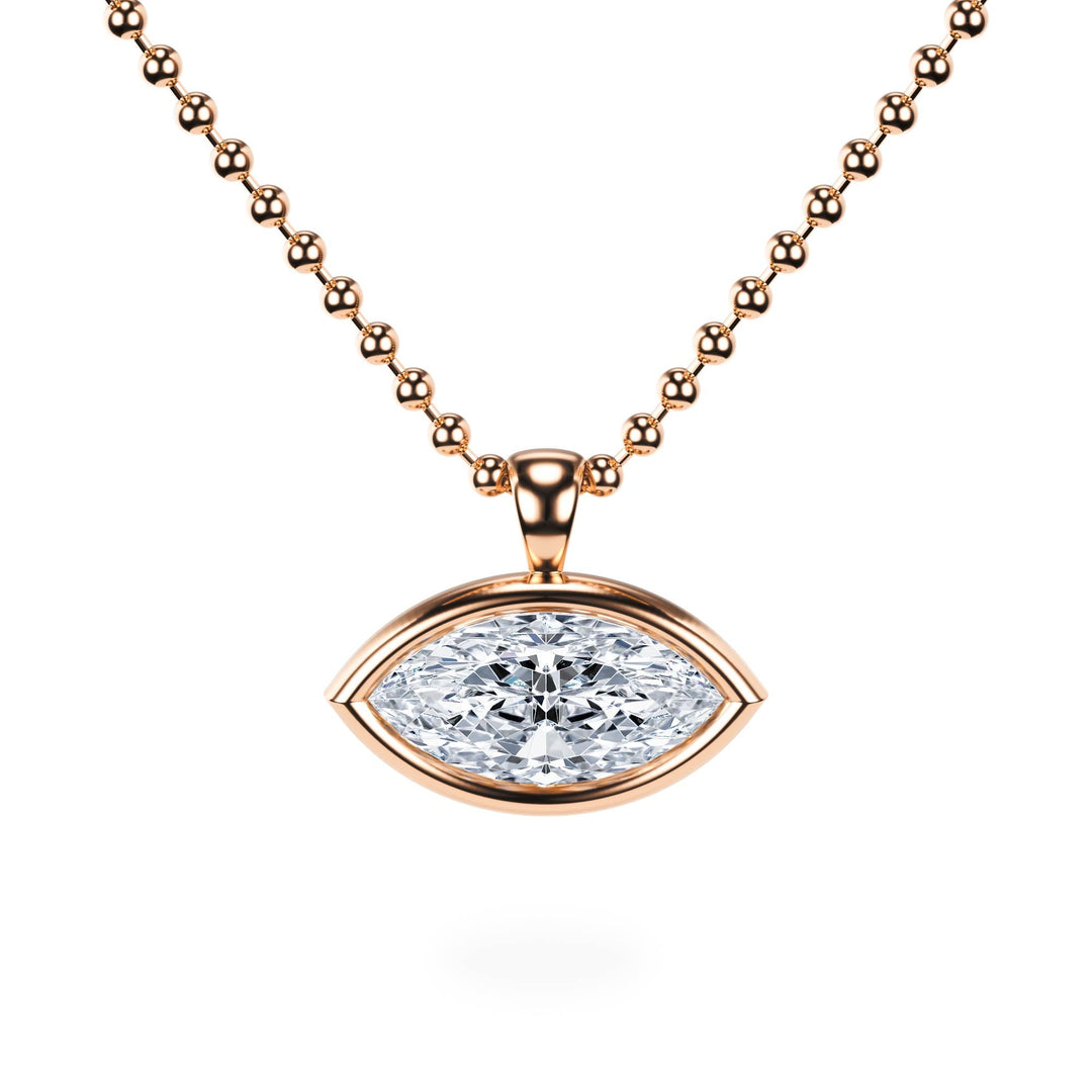Celeste East - West Bezel Marquise Diamond Necklace - P1115 in Necklace by 18 KARATS INC.
