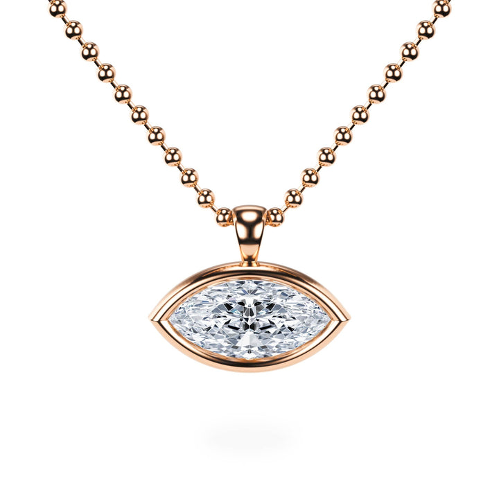 Celeste East - West Bezel Marquise Diamond Necklace - P1115 in Necklace by 18 KARATS INC.