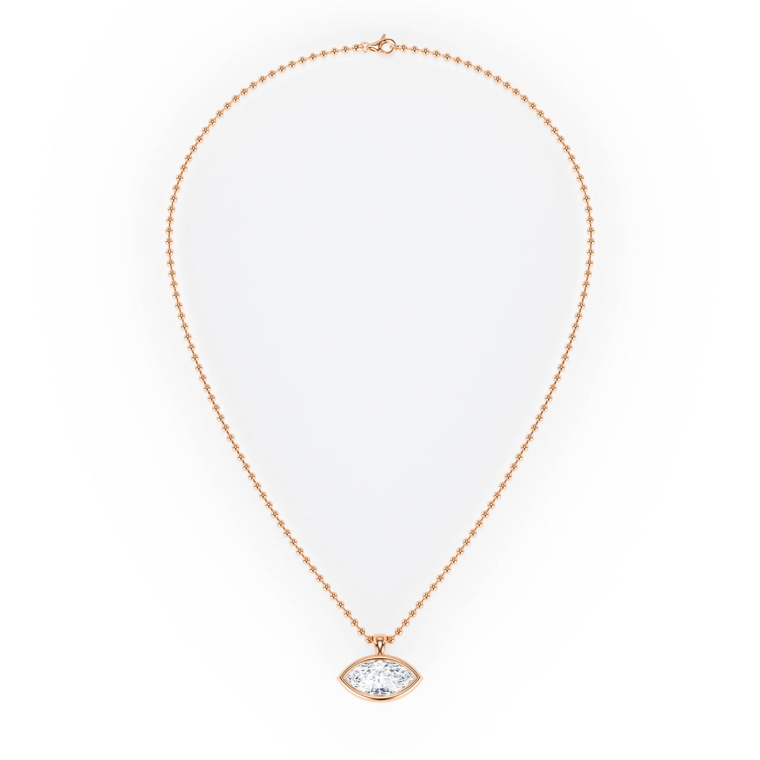 Celeste East - West Bezel Marquise Diamond Necklace - P1115 in Necklace by 18 KARATS INC.