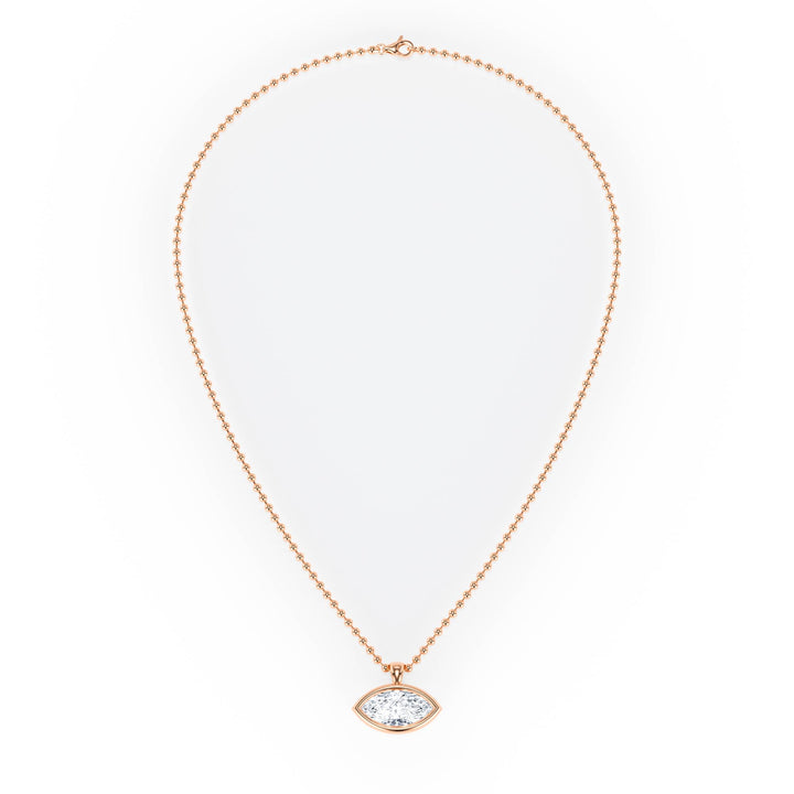 Celeste East - West Bezel Marquise Diamond Necklace - P1115 in Necklace by 18 KARATS INC.