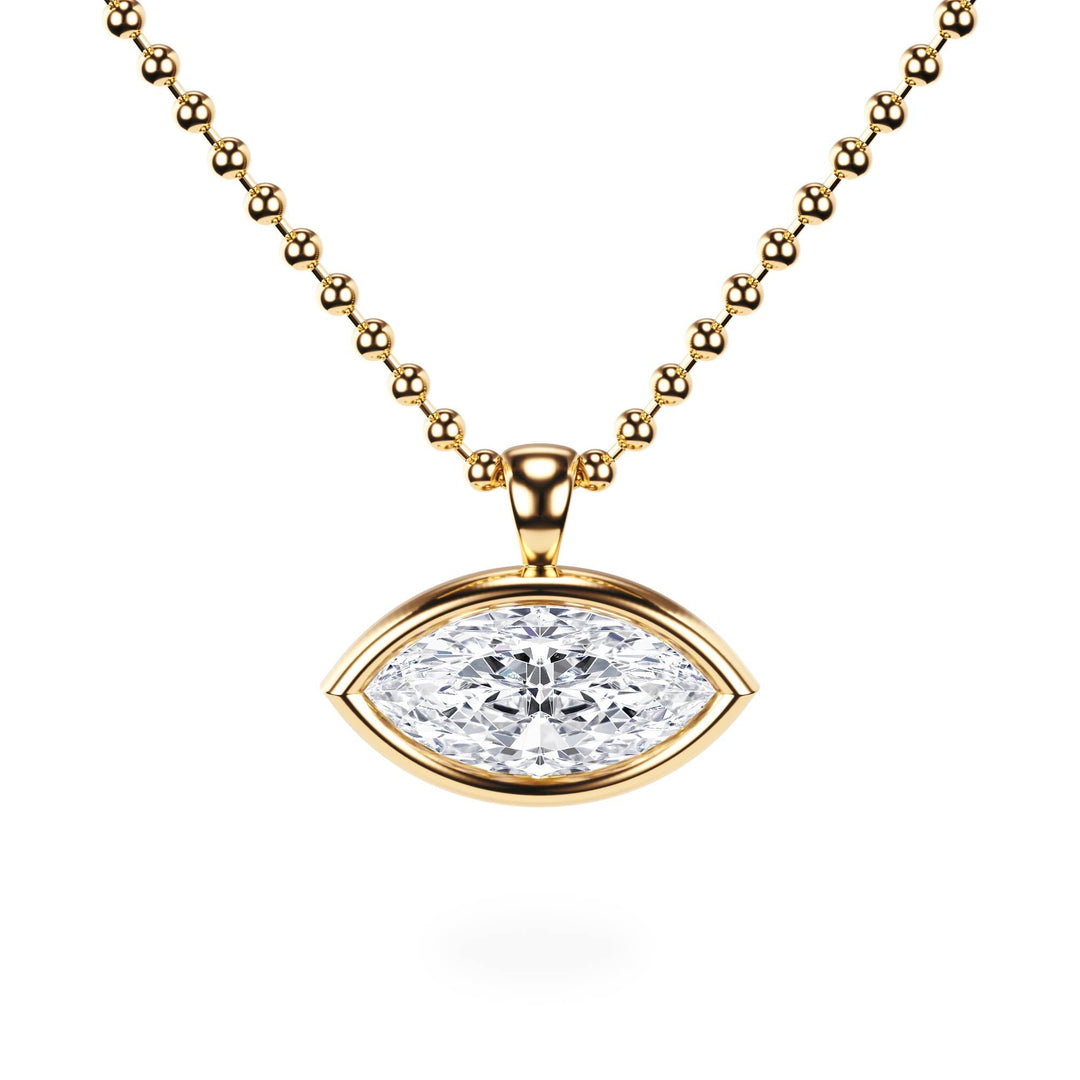 Celeste East - West Bezel Marquise Diamond Necklace - P1115 in Necklace by 18 KARATS INC.
