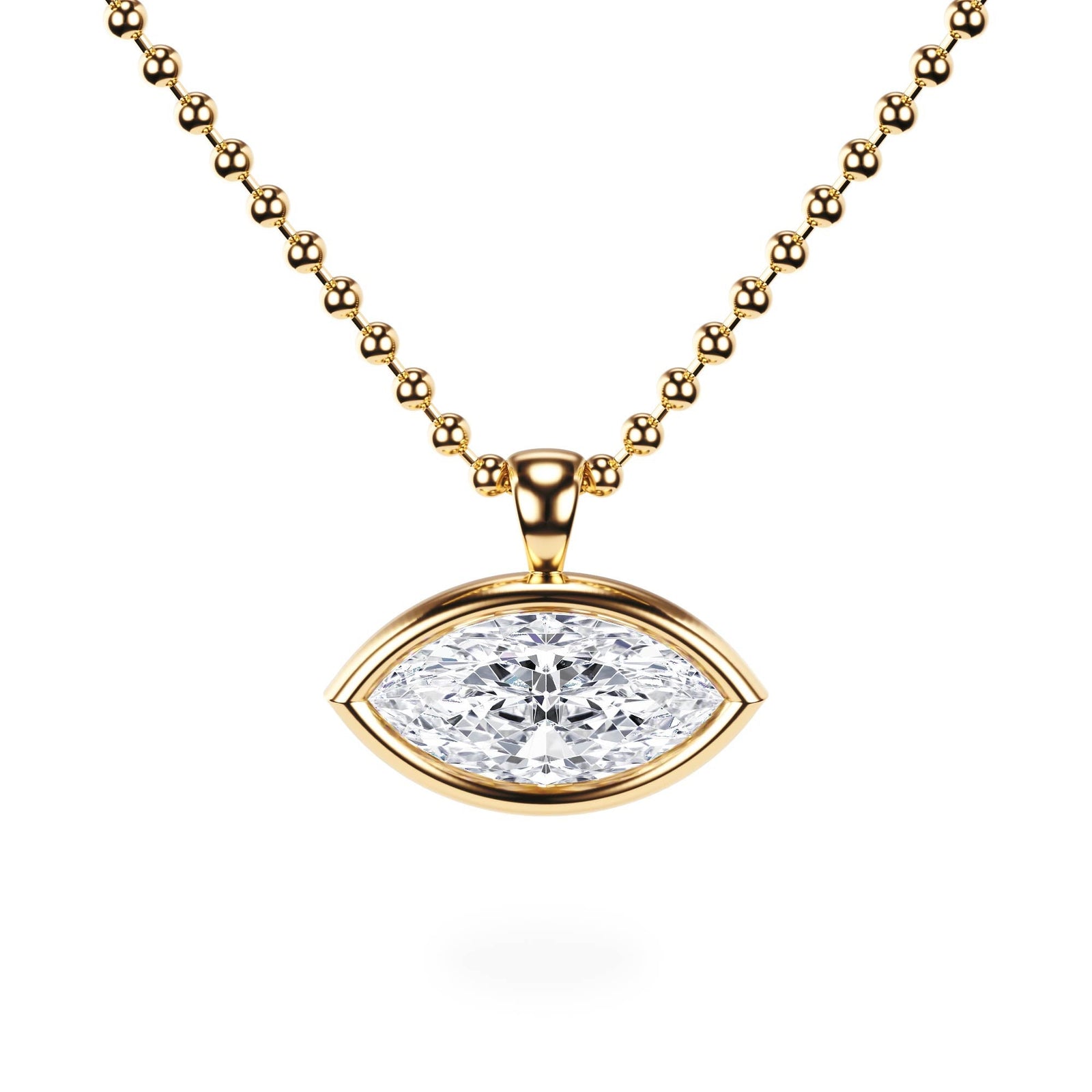 Celeste East - West Bezel Marquise Diamond Necklace - P1115 in Necklace by 18 KARATS INC.