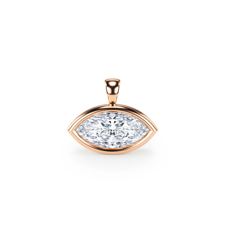 Celeste East - West Bezel Marquise Diamond Pendant - P1115 in Necklace by 18 KARATS INC.